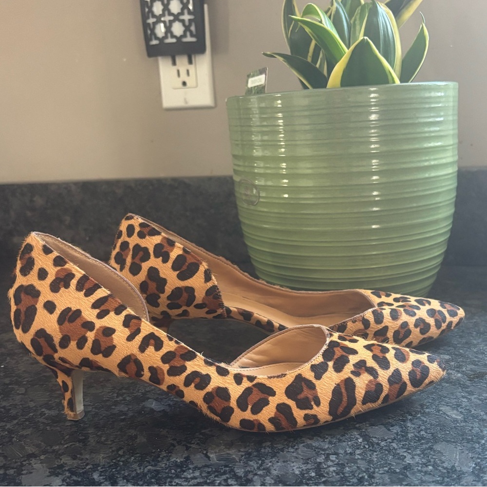 ⸻

🐆 J.Crew Factory Leopard Print Pointed-Toe Heels –